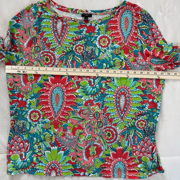 Talbots 2X Colorful Paisley Floral Knit Top 3/4 Sleeve Stretch - Picture 5 of 6
